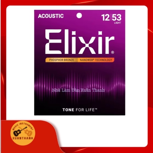 Dây đàn GUITAR ACOUSTIC ELIXIR Nanoweb Phosphor Bronze size 12/53 E20-16052