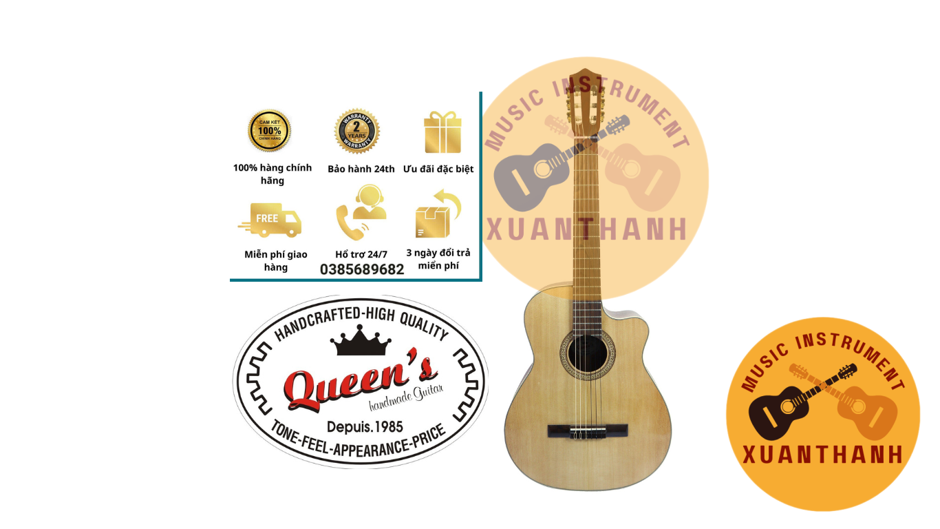Đàn Guitar QUEEN’S C – 101T ĐƯỢC GIA CÔNG ĐÓNG Ở VIỆT NAM