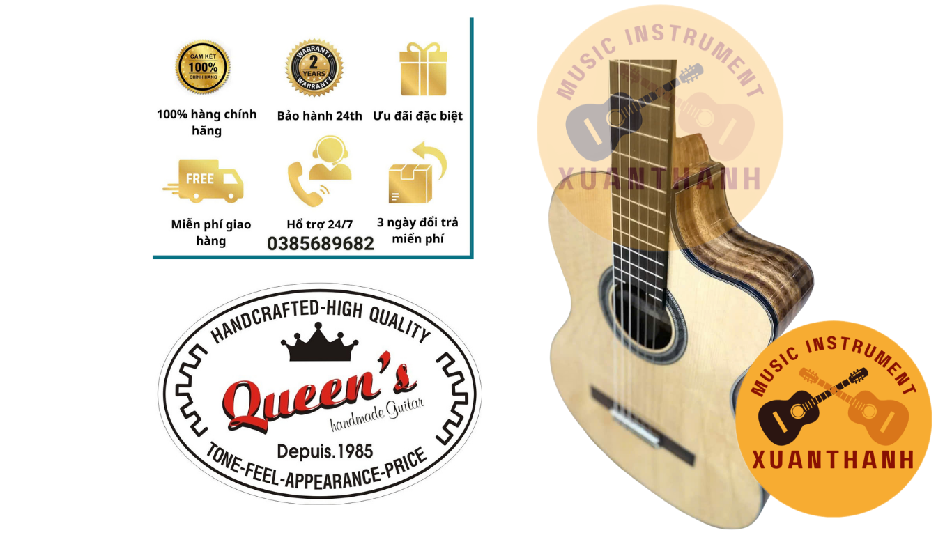 Đàn Guitar QUEEN’S C – 201T ĐƯỢC GIA CÔNG ĐÓNG Ở VIỆT NAM