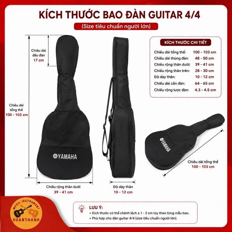 Bao Da Đàn Guitar Mỏng Size M 4/4 Túi Đựng Đàn Guitar Acoustic Classic Chống Bụi Chống Trầy Có Quai Đeo