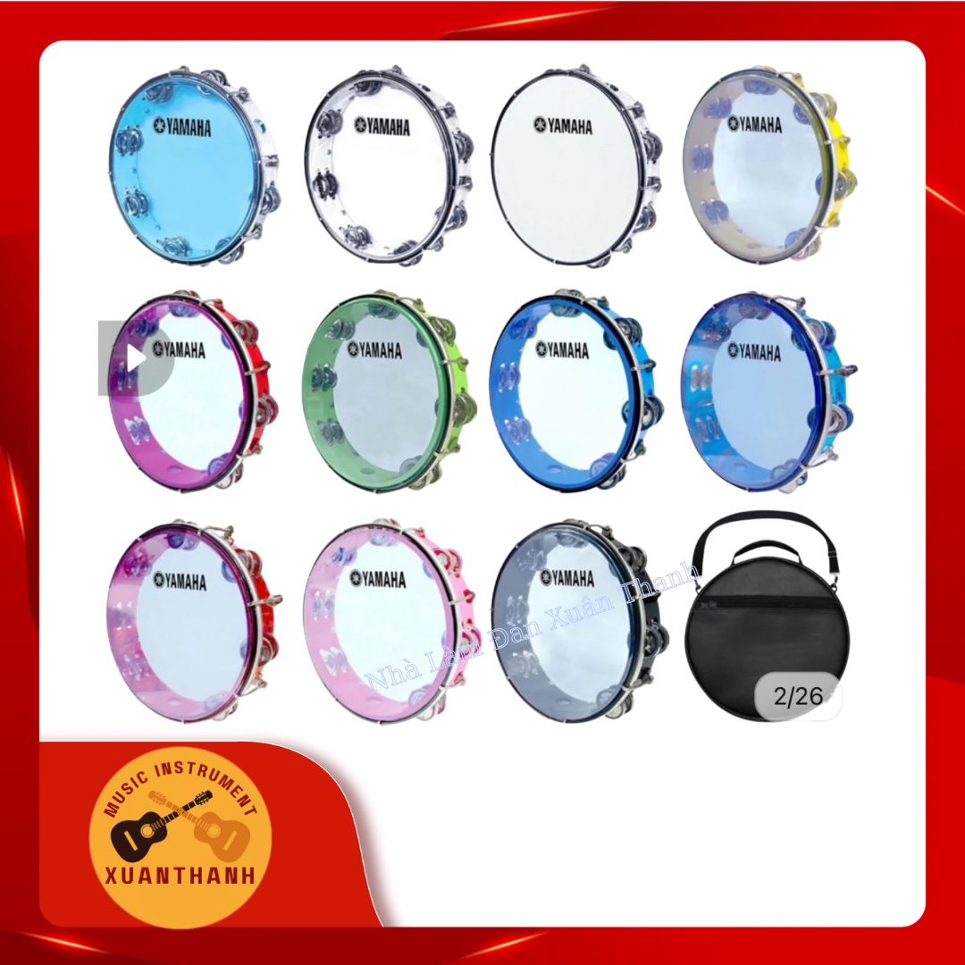 Trống TAMBOURINE (BO) YAMAHA Khung Màu - Mặt Xanh Trong MT6-1025